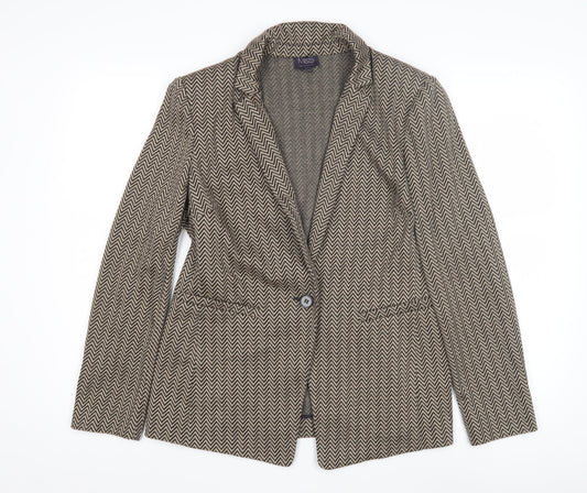 Marks and Spencer Women's Beige Geometric Blazer Size 12