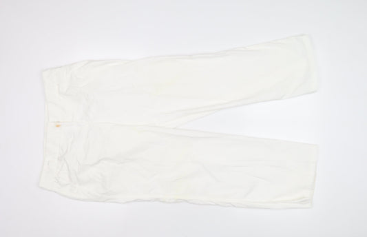 Lacoste Women's White Cotton Trousers, Size 12, Good Condition