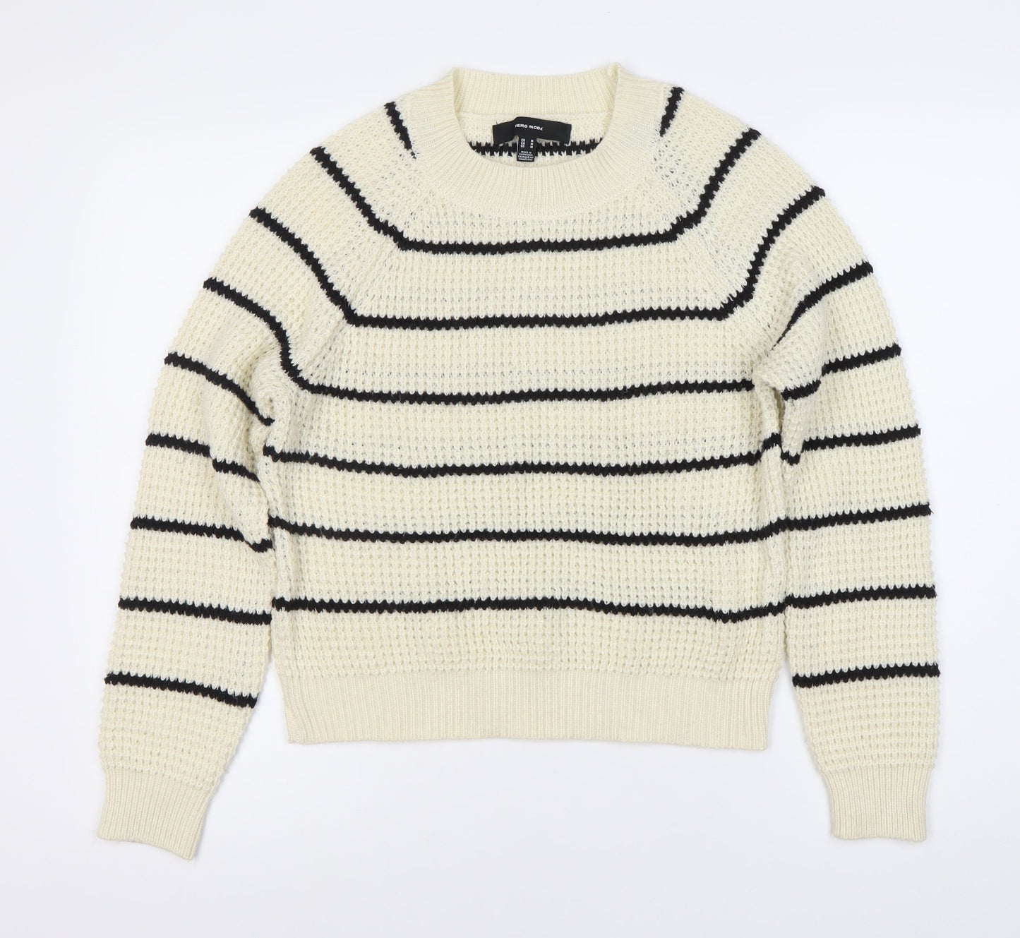 Vero Moda Women's White Pullover Jumper, Size 10, Striped