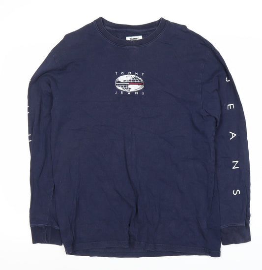 Tommy Jeans Men's Blue Graphic Long Sleeve T-Shirt M