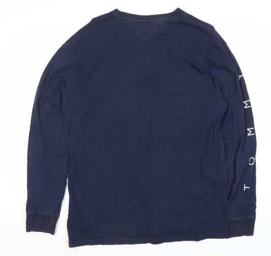 Tommy Jeans Men's Blue Graphic Long Sleeve T-Shirt M