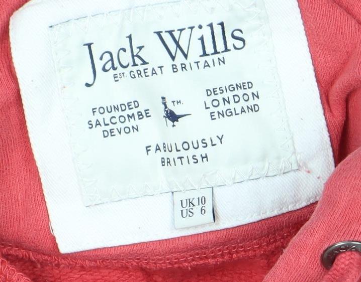 Jack Wills Women's Pink Hoodie, Size 6, Relaxed Fit