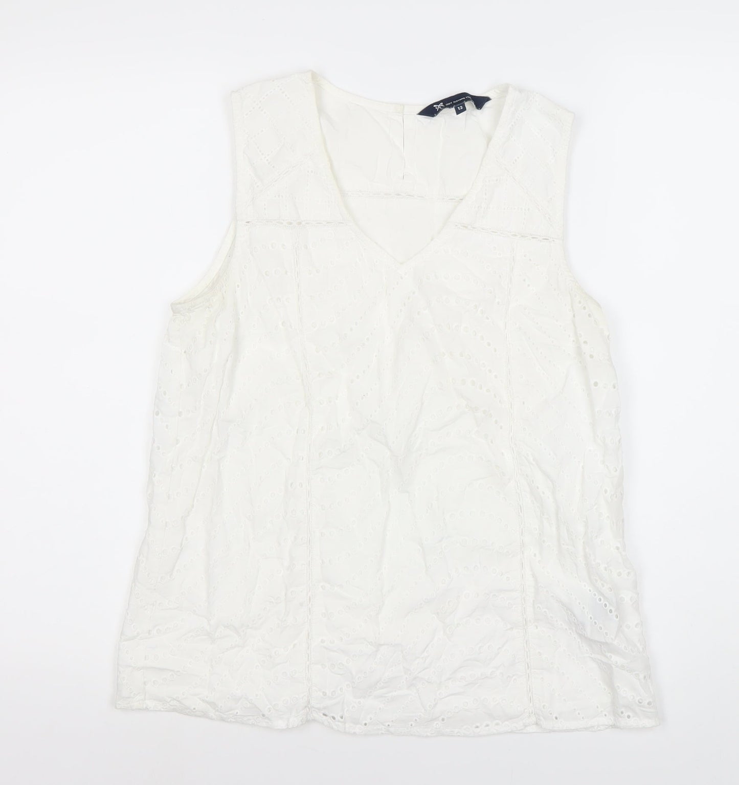 J.Crew Women's White Cotton V-Neck Blouse Size 12