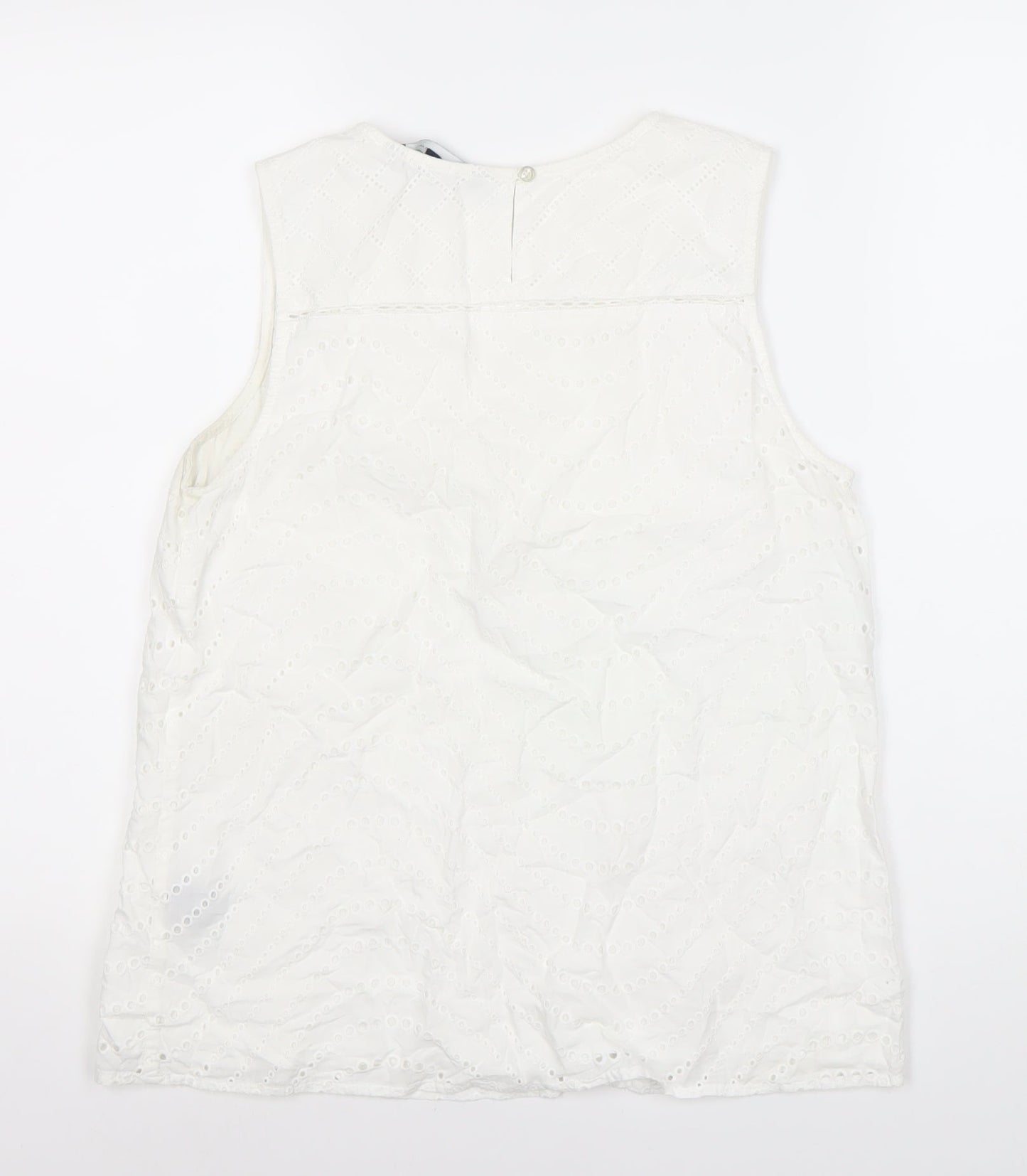 J.Crew Women's White Cotton V-Neck Blouse Size 12