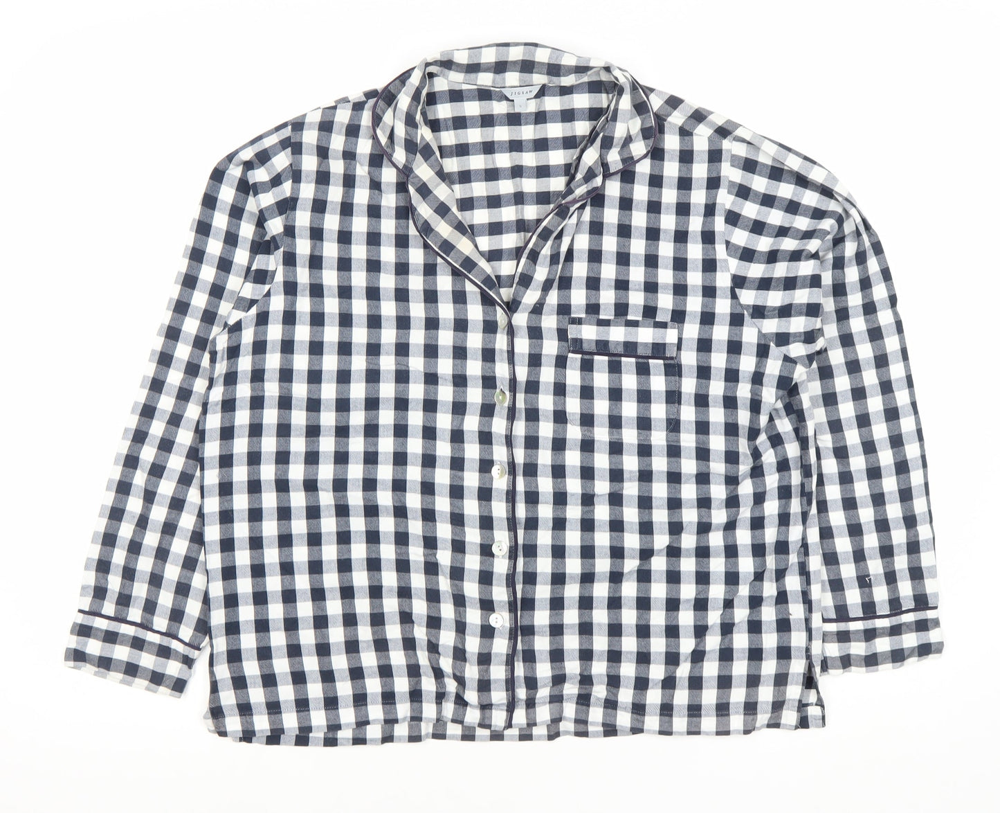 Jigsaw Mens Black White Check Cotton Pyjama Top S