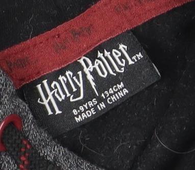 Harry Potter Boys Grey Hoodie 8-9 Years Gryffindor Cotton Blend