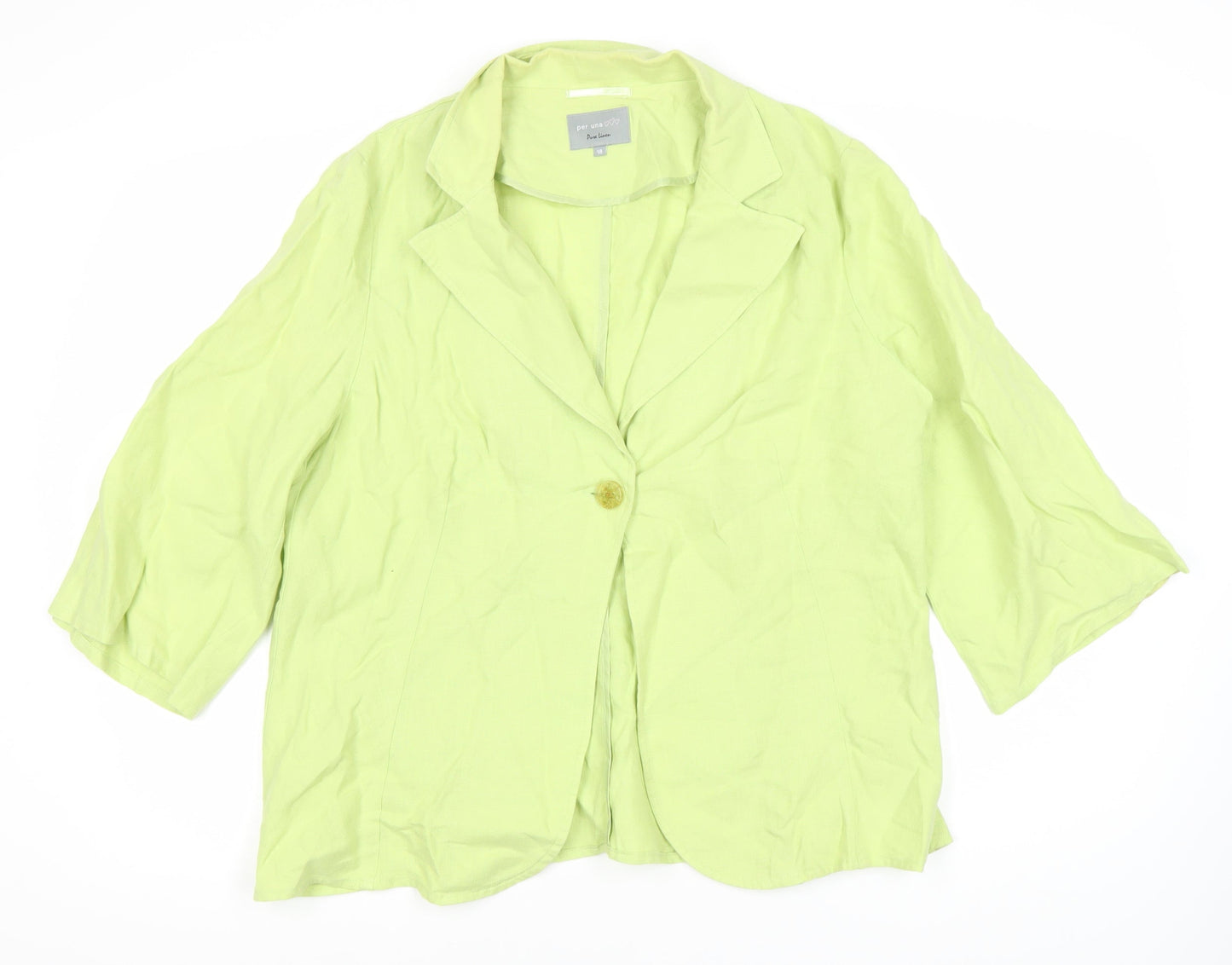 Per Una Women's Green Linen Blazer, Size 18