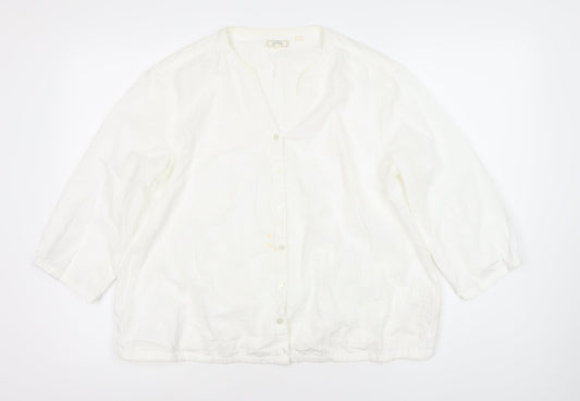 Fat Face Women's White Cotton Blouse Size 12 Casual