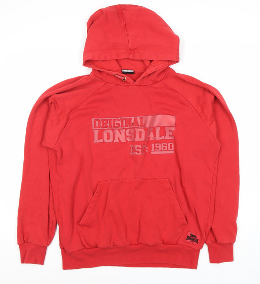 Lonsdale Men's Red Pullover Hoodie, Size L