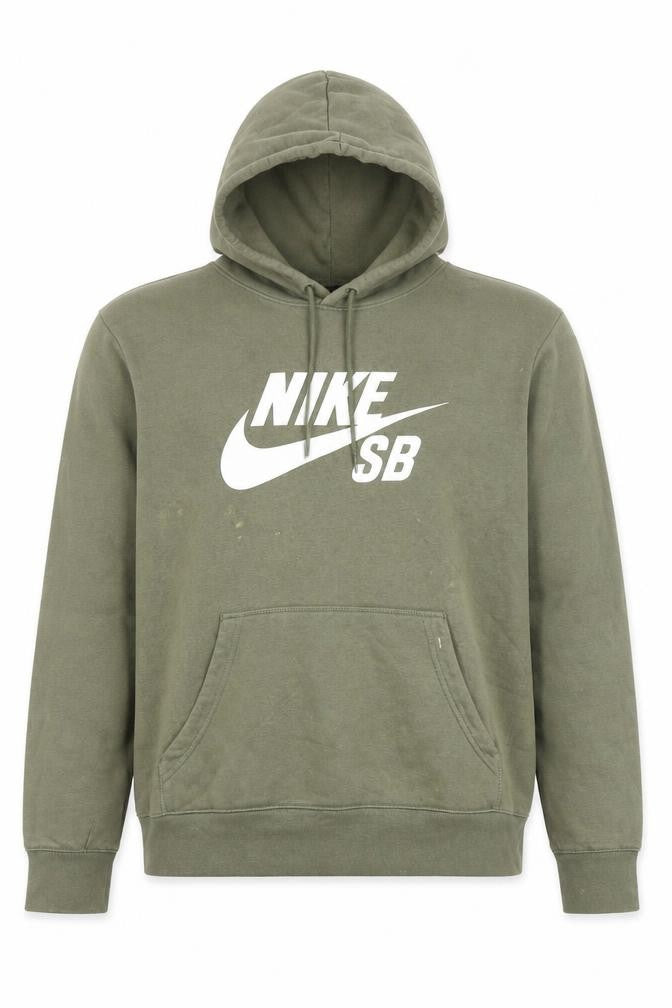 Mens UK L Relaxed Nike Green Pullover Hoodie