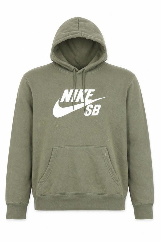Mens UK L Relaxed Nike Green Pullover Hoodie