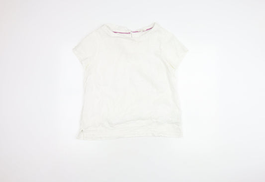 White Stuff Women's White Blouse, Size 12, Boat Neck Top