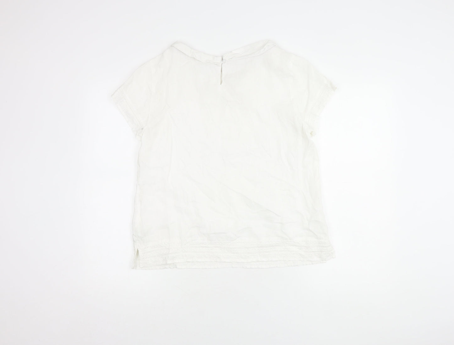 White Stuff Women's White Blouse, Size 12, Boat Neck Top