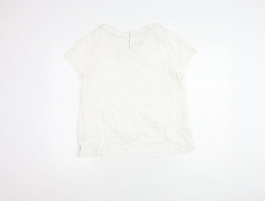 White Stuff Women's White Blouse, Size 12, Boat Neck Top