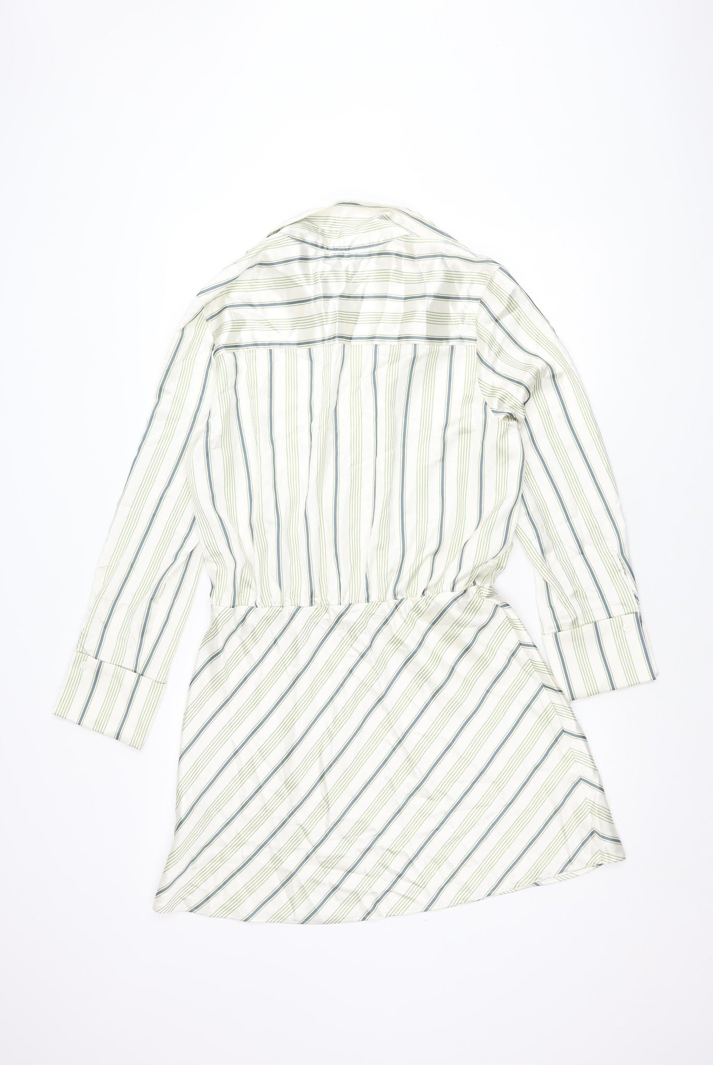 Zara Women's XL Green Striped Shirt Dress