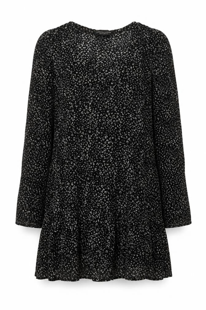 Front view of Dorothy Perkins Women's Black Animal Print Dress, size 14