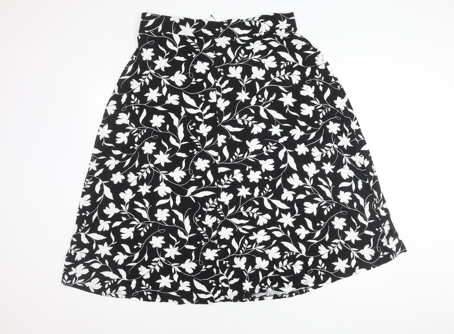 Marks and Spencer Women's Black Floral A-Line Skirt Size 18