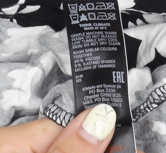 Marks and Spencer Women's Black Floral A-Line Skirt Size 18