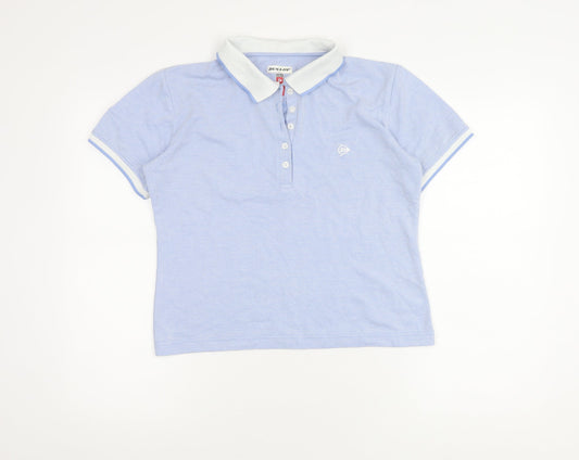 Dunlop Unisex Blue Polo Shirt Size 14 Breathable Sportswear