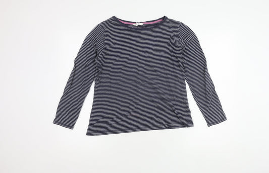 White Stuff Women's Blue Striped Long Sleeve T-Shirt Size 12