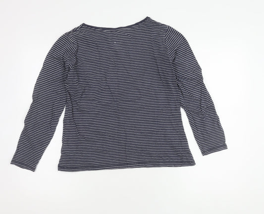 White Stuff Women's Blue Striped Long Sleeve T-Shirt Size 12