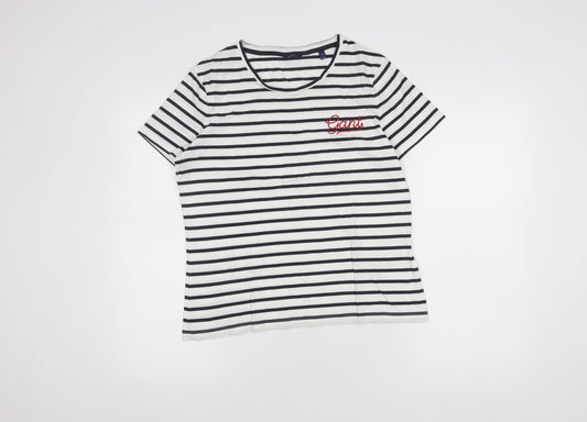 Gant Women's White Striped T-Shirt, Size M, Casual