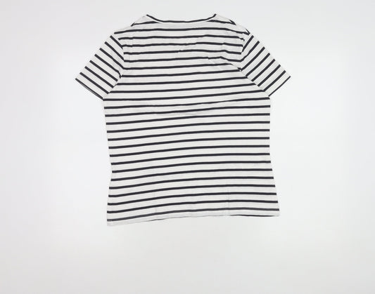 Gant Women's White Striped T-Shirt, Size M, Casual