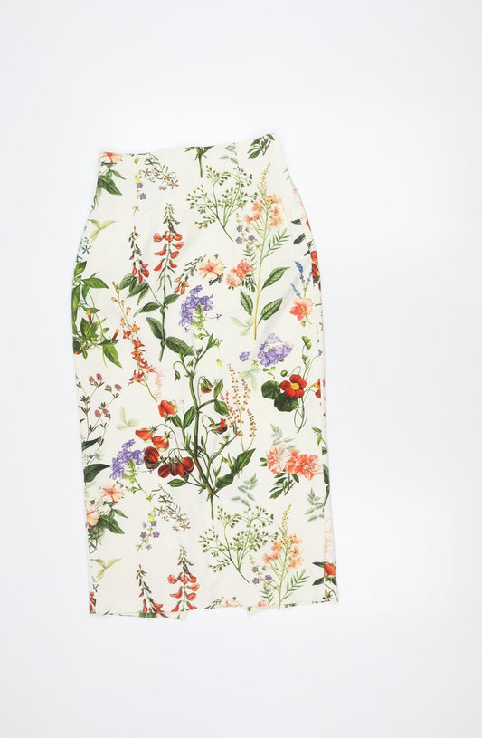 Zara Woman Floral Pencil Skirt, XS, Multicoloured
