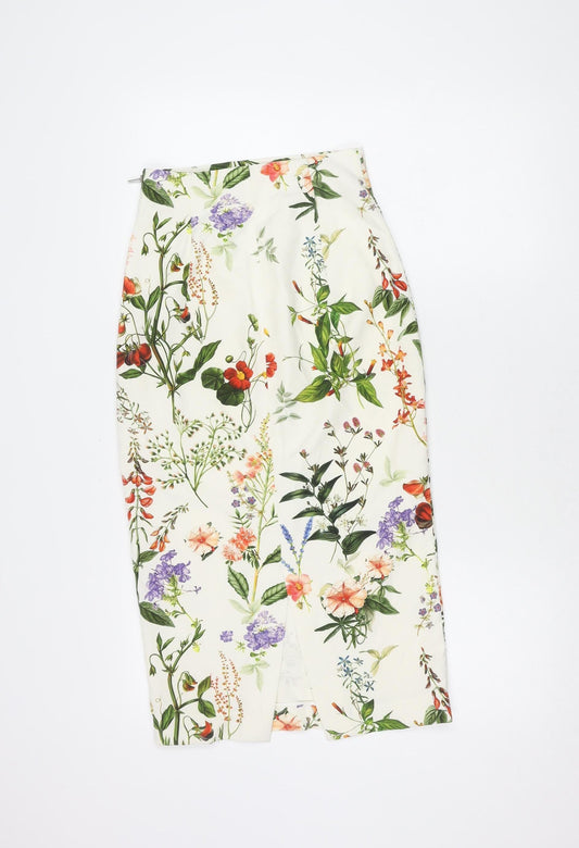 Zara Woman Floral Pencil Skirt, XS, Multicoloured