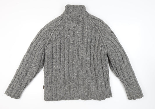 Fat Face Men's Grey Cable-Knit Pullover Jumper M High Neck