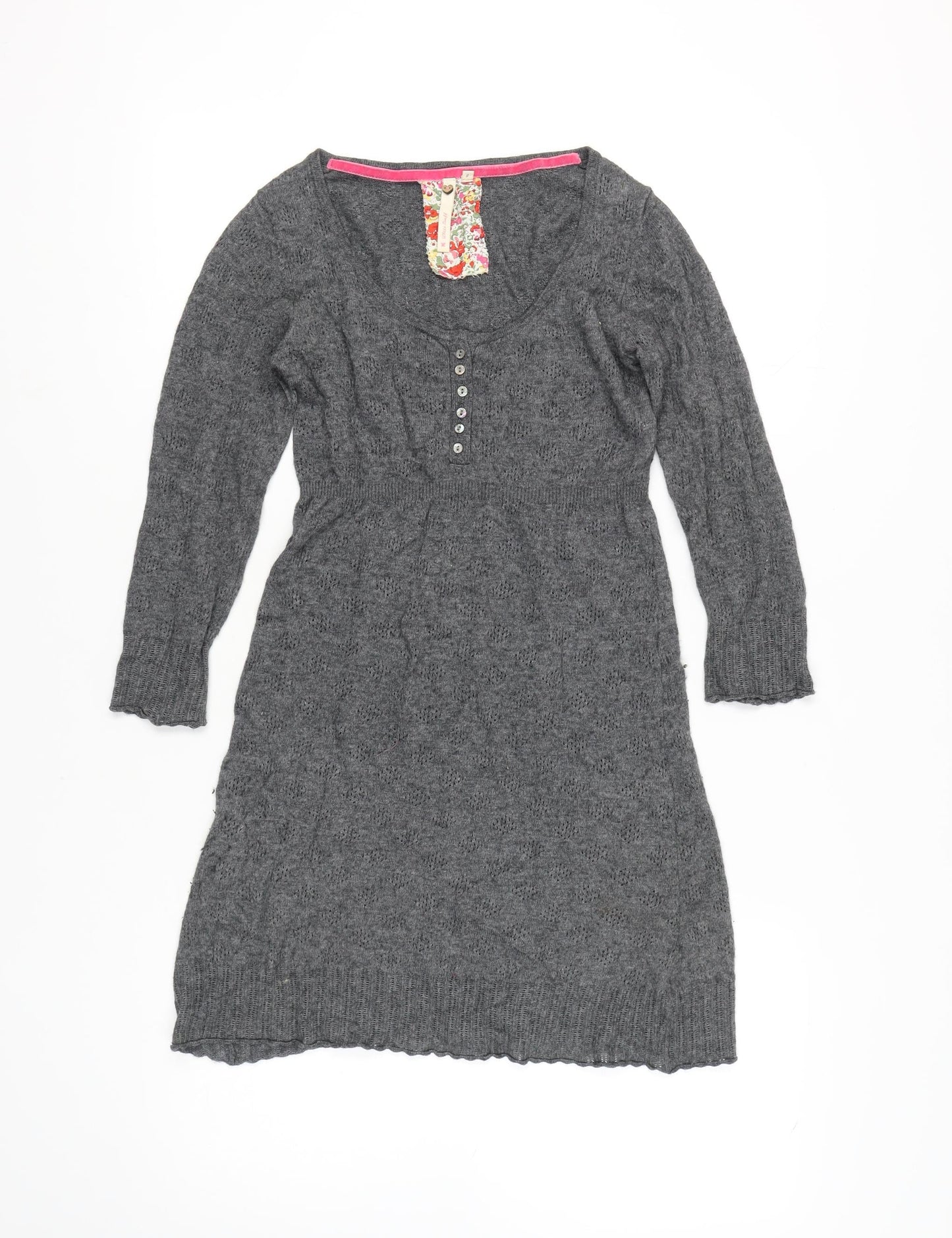 White Stuff Women’s Grey Knit Dress Size 8 Long Sleeve