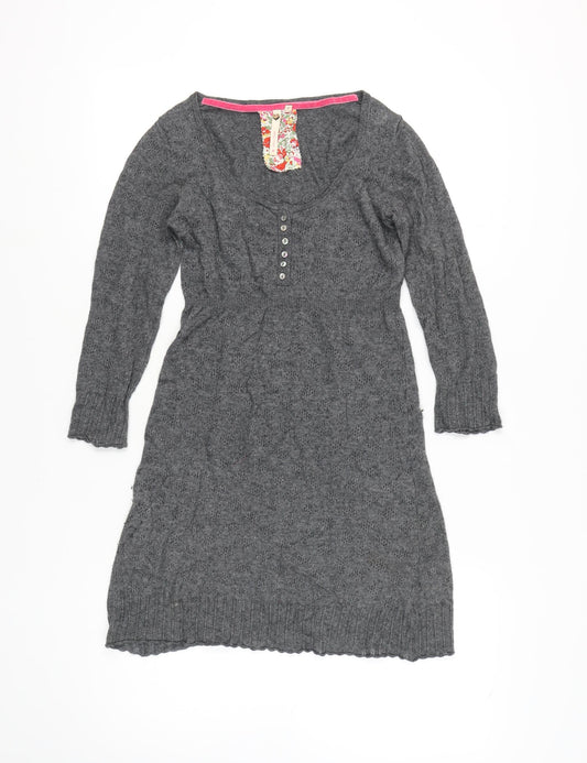 White Stuff Women’s Grey Knit Dress Size 8 Long Sleeve