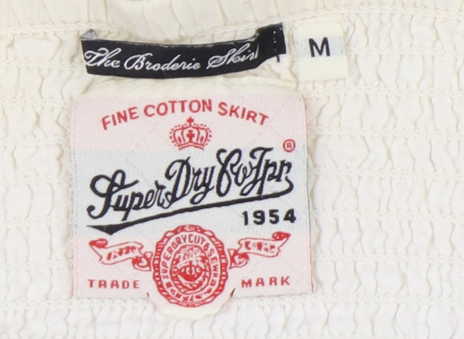 Superdry Women's White A-Line Skirt with Embroidery