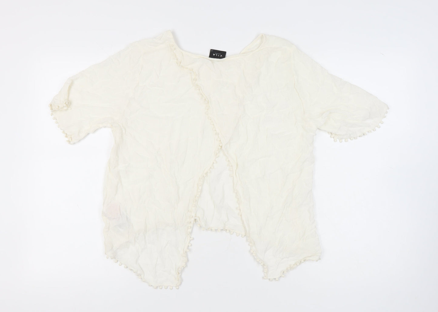 VILA Women’s Ivory Blouse, Medium, Short Sleeve