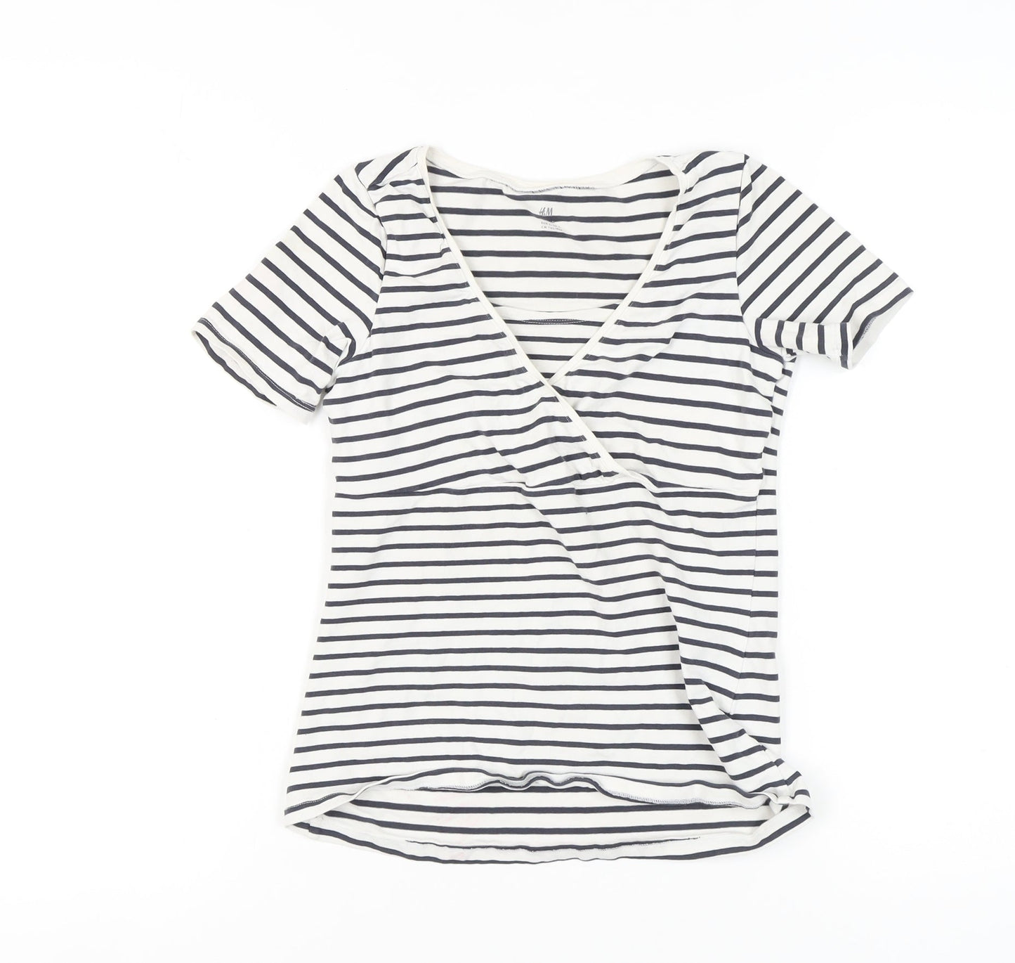 H&M Women's Multicoloured Striped Wrap T-Shirt - Size S