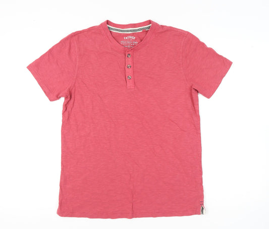 FatFace Men's Red Henley T-Shirt M