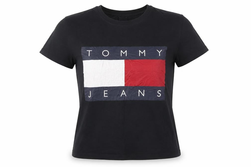 Womens UK Size XS Tommy Jeans Black Cotton T-Shirt