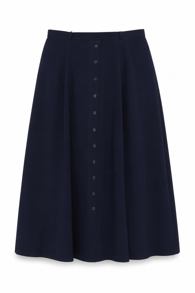 Nightingales Women's Blue A-Line Midi Skirt, Size 14