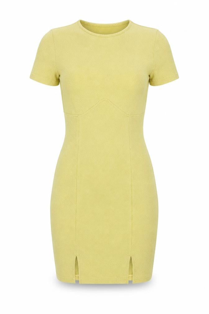 PrettyLittleThing Women's Yellow Bodycon Dress - Size 6
