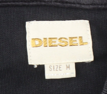 Diesel Black Pullover Hoodie Unisex M - Designer Casual