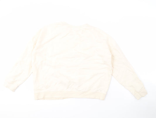Disney Women's Beige Sequin Pullover Sweatshirt Size 12