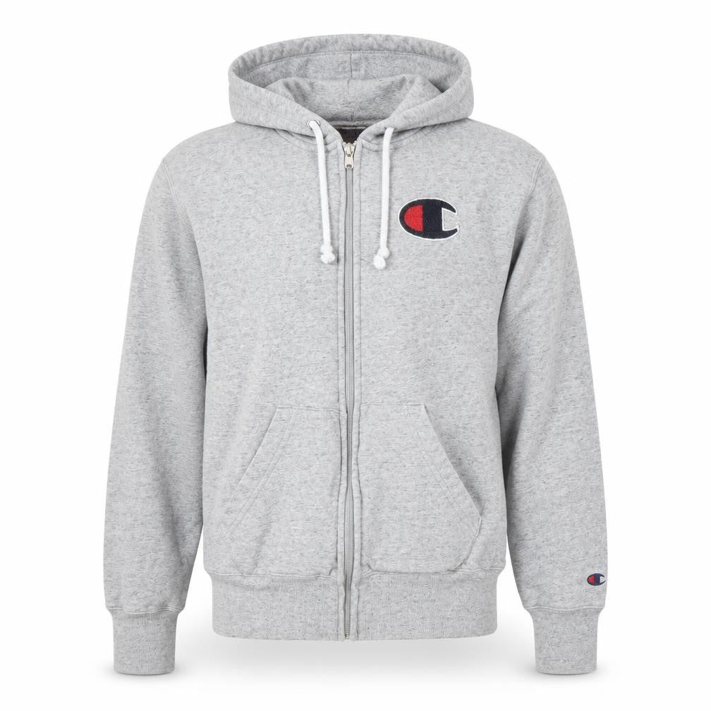 Mens UK S Regular Champion Grey Full Zip Hoodie