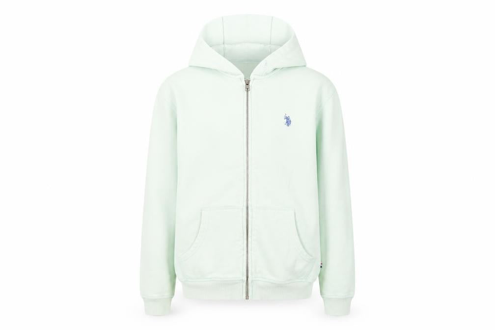 Front view of U.S. Polo Assn. girls’ green full zip hoodie 14-15 years