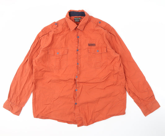 Atlasformen Men's Orange Long Sleeve Cotton Shirt - L