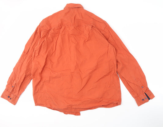 Atlasformen Men's Orange Long Sleeve Cotton Shirt - L