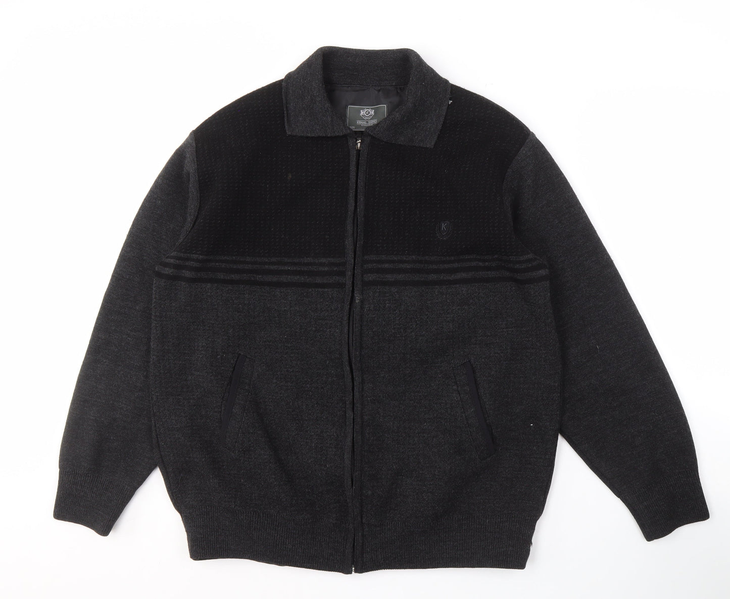 Kemal Ekinci Men's Black XL Jacket, Full Zip, Wool Blend