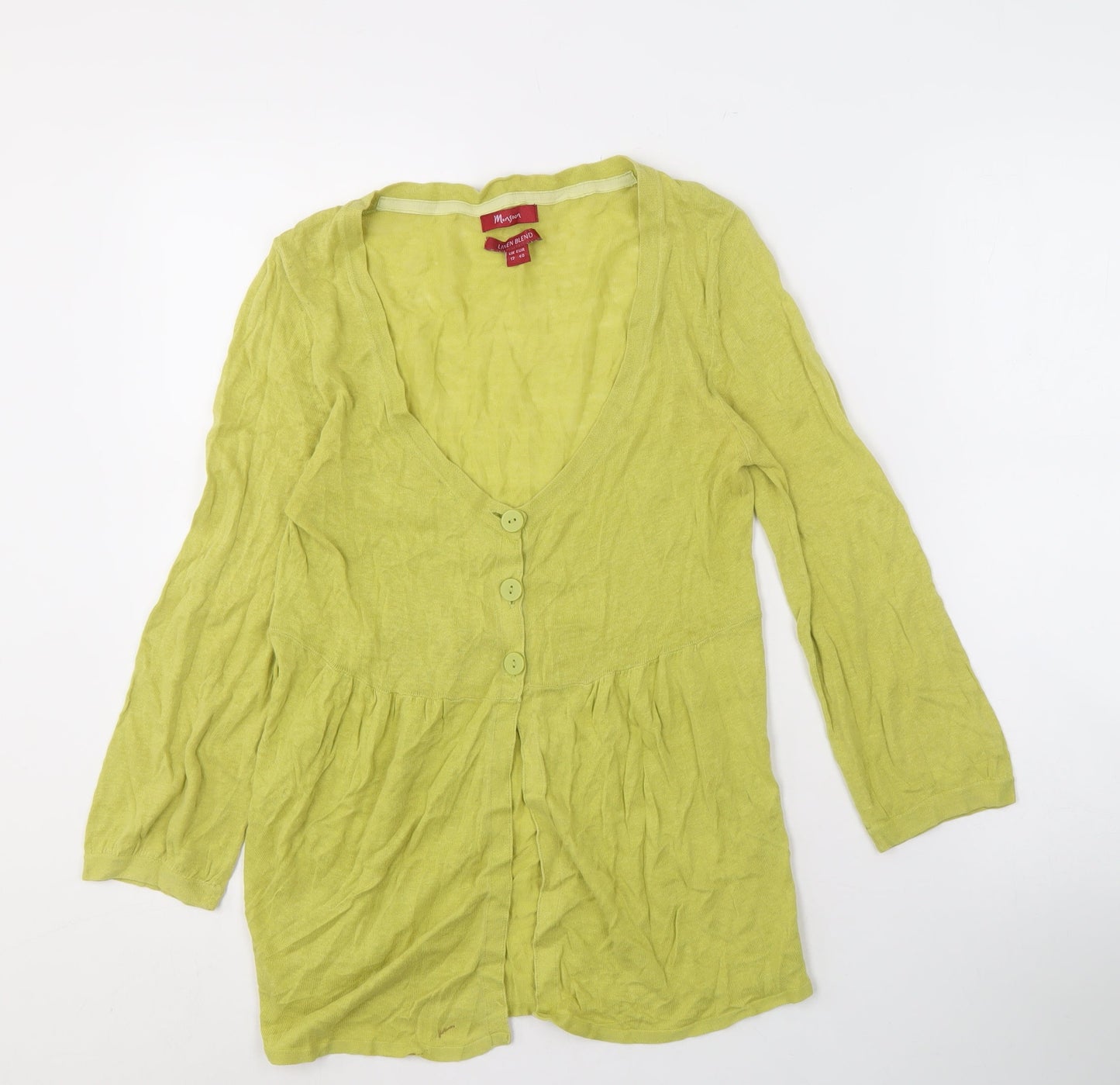 Missoni Women's Green Cardigan, Size 12, V-Neck, Linen Blend