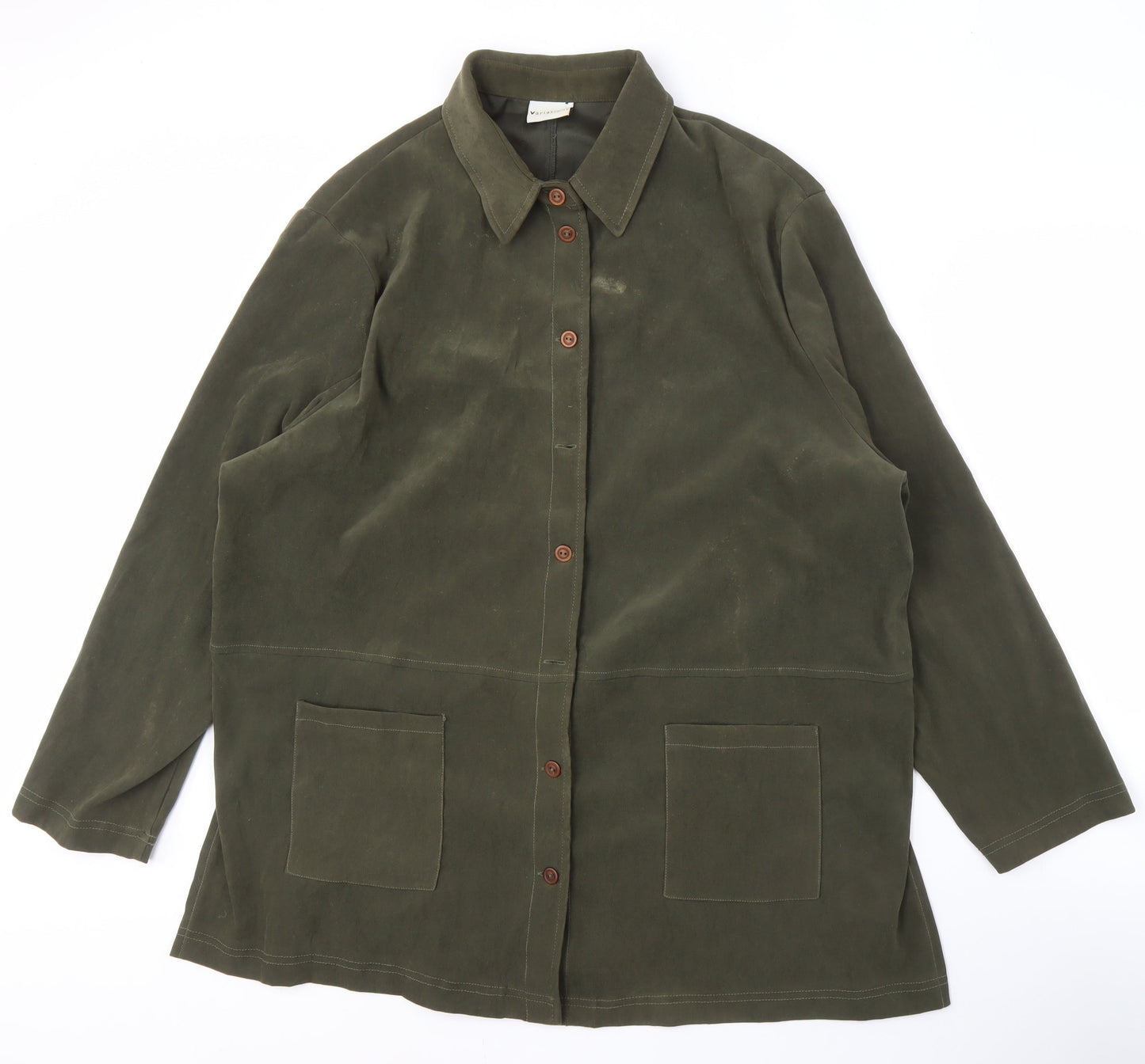 Variations Women's Green Plus Size Button-Up Shirt