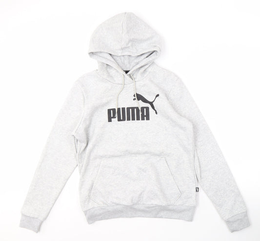 Puma Men's Grey Medium Pullover Hoodie with Logo
