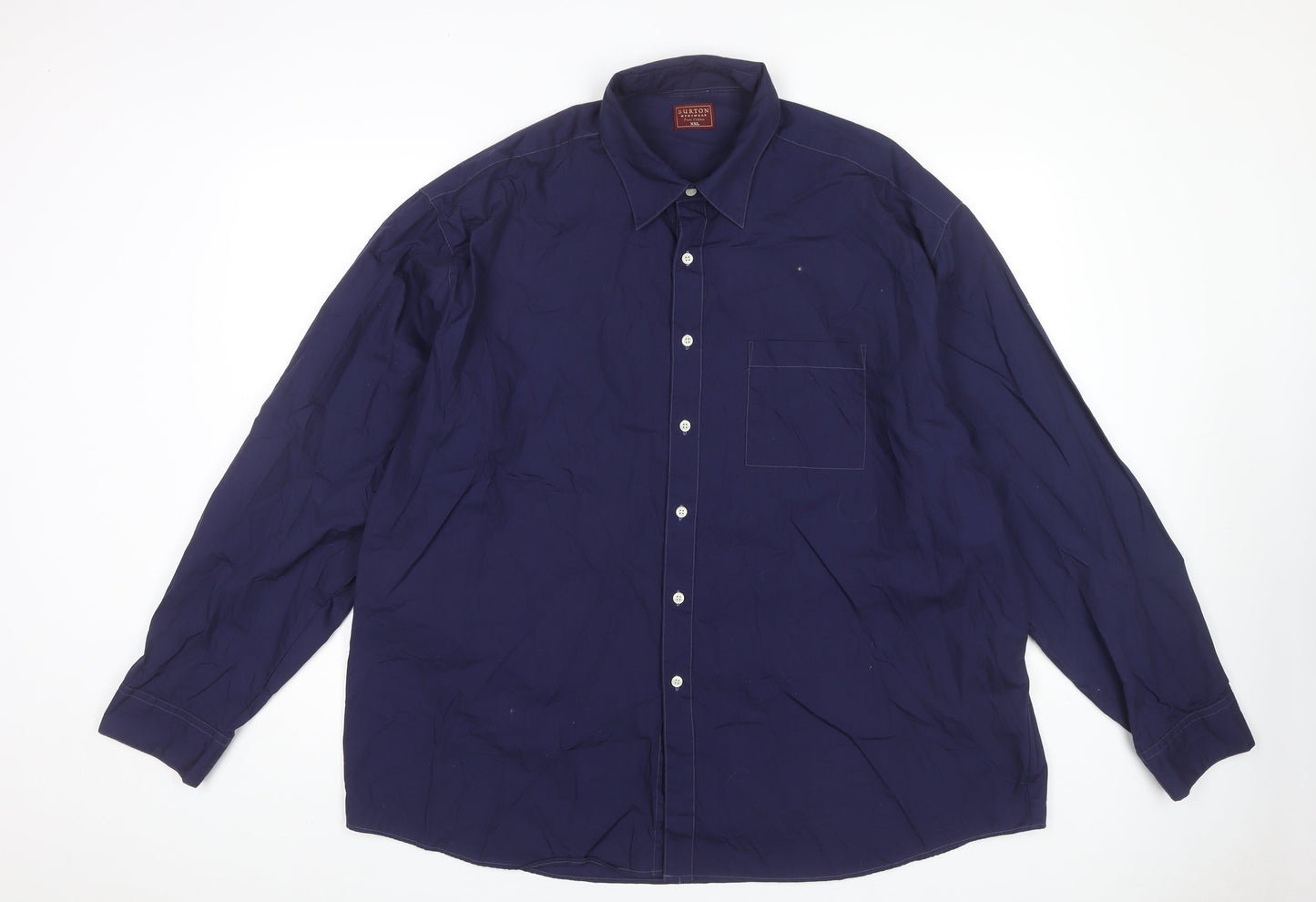 Burton Mens Blue 2XL Cotton Long Sleeve Dress Shirt